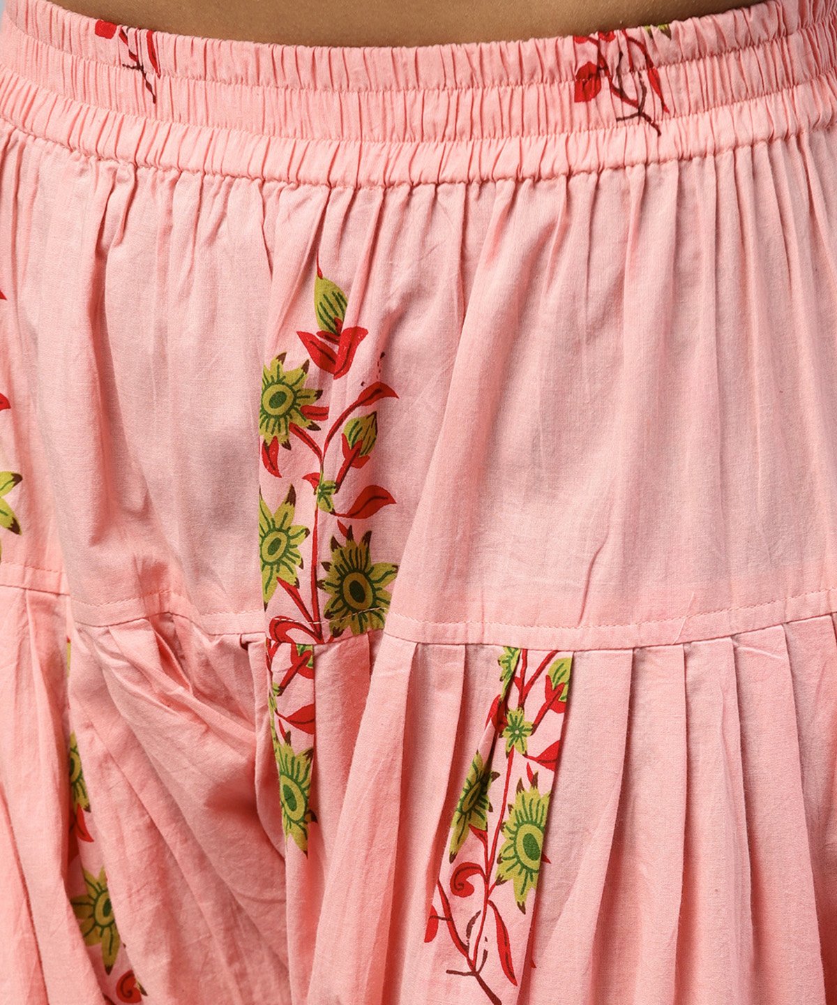 Peach Printed Ankle Length Cotton Salwar | LASVINI - Redefining Indian Fashion with Elegance