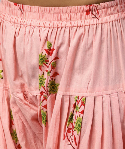 Peach Printed Ankle Length Cotton Salwar | LASVINI - Redefining Indian Fashion with Elegance