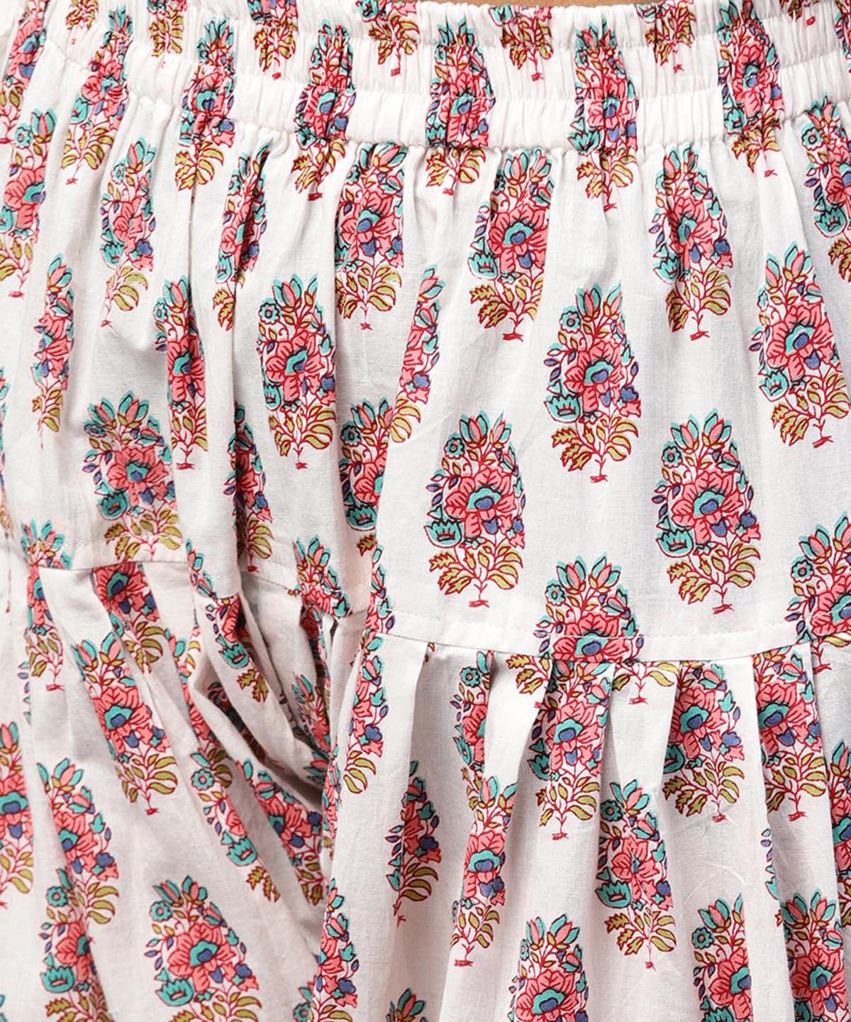 White Printed Ankle Length Cotton Salwar | LASVINI - Redefining Indian Fashion with Elegance