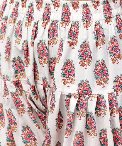 White Printed Ankle Length Cotton Salwar | LASVINI - Redefining Indian Fashion with Elegance