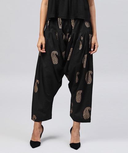 Black Printed Ankle Length Cotton Salwar | LASVINI - Redefining Indian Fashion with Elegance