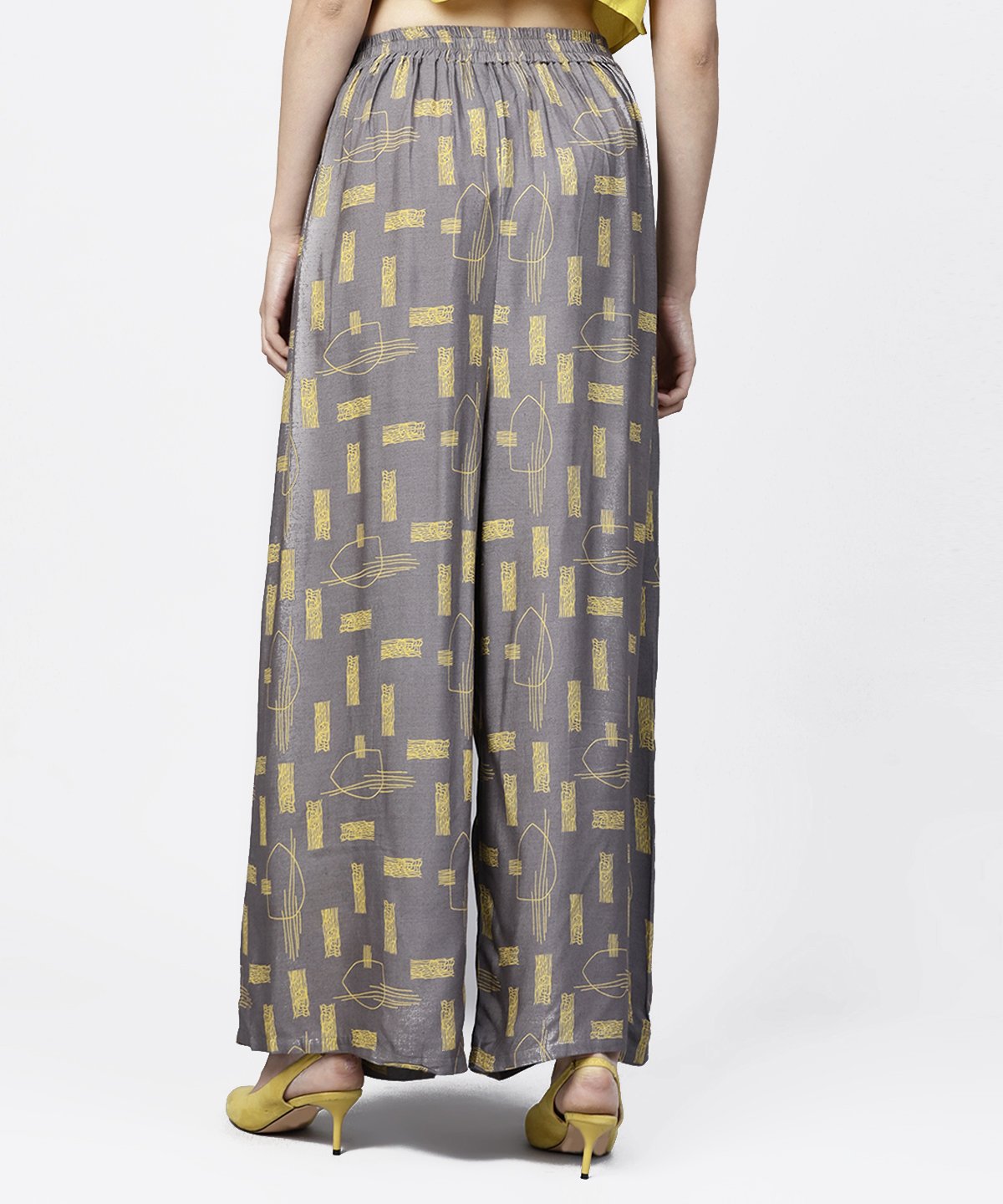 Grey Printed Ankle Length Cotton Pallazo | LASVINI - Redefining Indian Fashion with Elegance