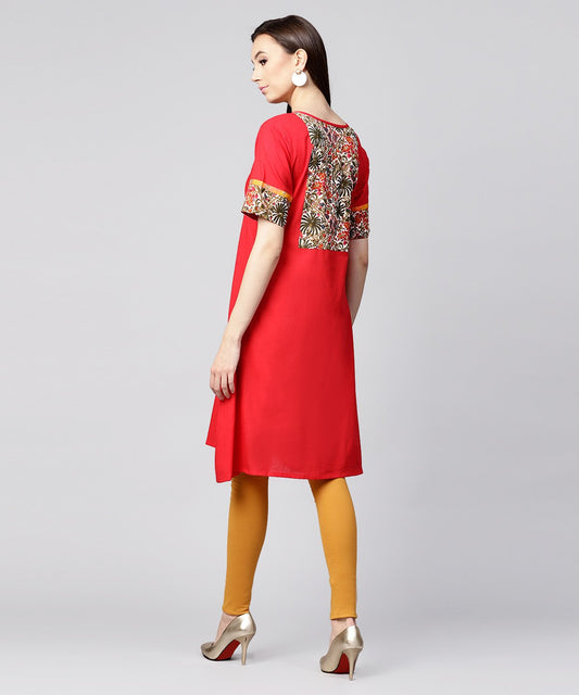 Maroon Half Slevee Cotton Front Open Kurta With Pocket On Left Side | LASVINI - Redefining Indian Fashion with Elegance