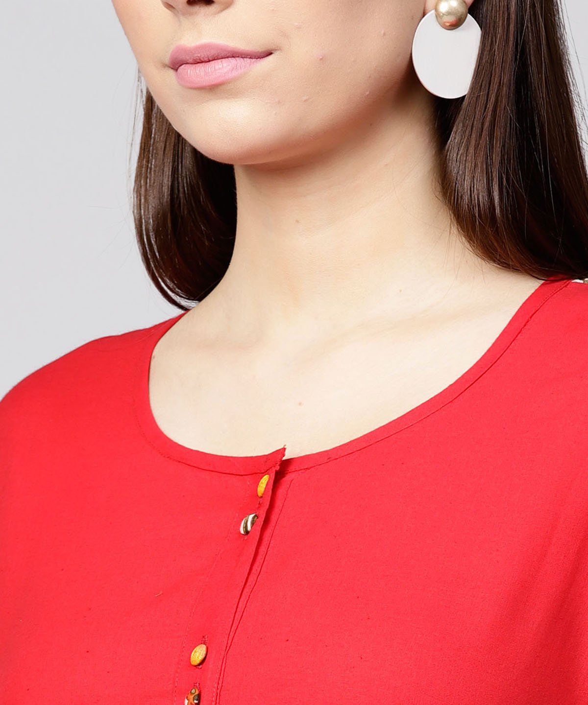 Maroon Half Slevee Cotton Front Open Kurta With Pocket On Left Side | LASVINI - Redefining Indian Fashion with Elegance