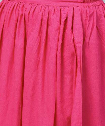 Pink Printed Boat Neck Sleeveless Kurta With A Solid Dye Skirt | LASVINI - Redefining Indian Fashion with Elegance