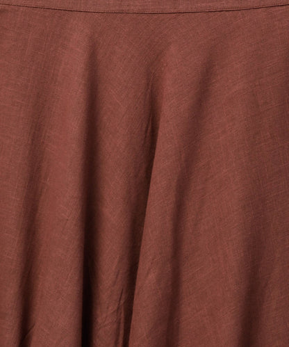 Grey Printed Key Hole 3/4Th Sleeve Front Slit Assymetrical Kurta With Solid Brown Skirt | LASVINI - Redefining Indian Fashion with Elegance