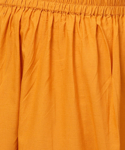 Yellow 3/4Th Sleeve Block Printed Kurta With Solid Palazzo | LASVINI - Redefining Indian Fashion with Elegance