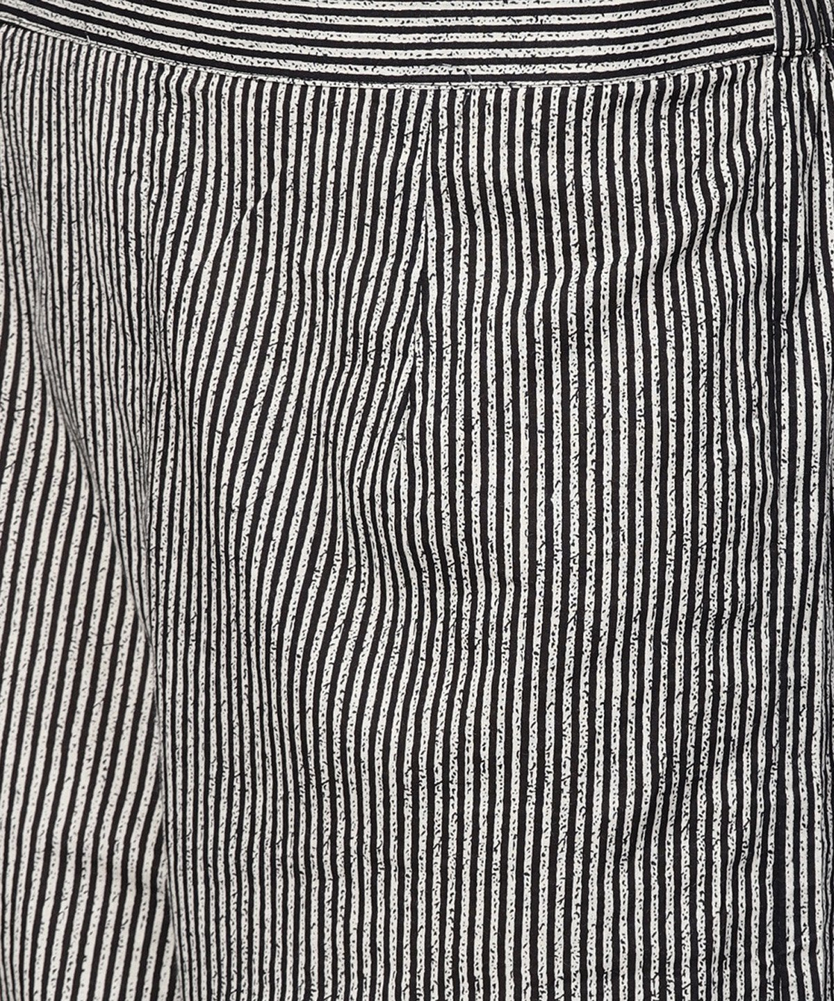 Black Striped Full Sleeve A-Line Top With Regular Fit Palazzo Set | LASVINI - Redefining Indian Fashion with Elegance