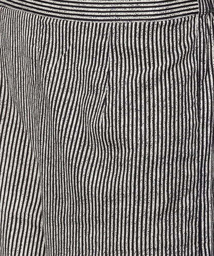 Black Striped Full Sleeve A-Line Top With Regular Fit Palazzo Set | LASVINI - Redefining Indian Fashion with Elegance