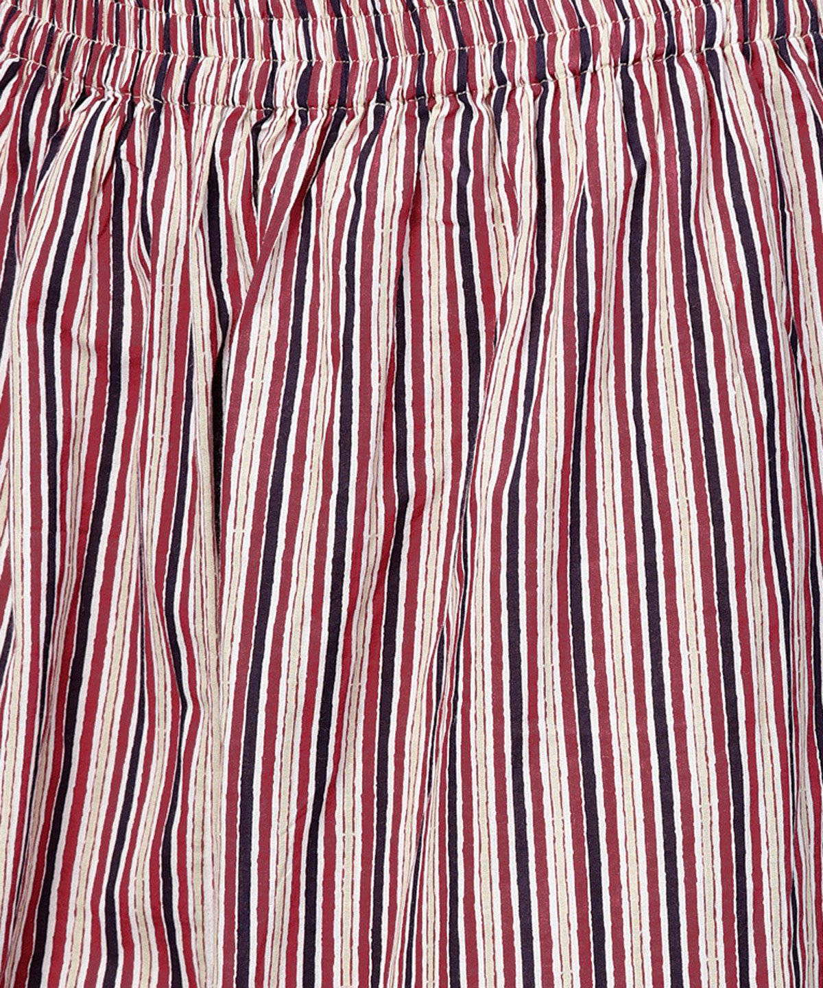 Off White Printed 3/4Th Sleeve Straight Kurta With Striped Regular Fit Palazzo | LASVINI - Redefining Indian Fashion with Elegance