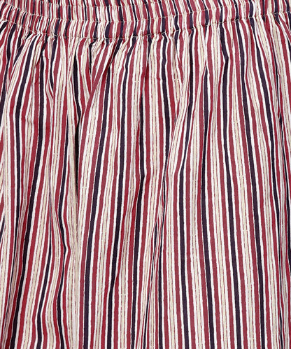 Off White Printed 3/4Th Sleeve Straight Kurta With Striped Regular Fit Palazzo | LASVINI - Redefining Indian Fashion with Elegance