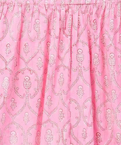 Pink Printed 3/4Th Sleeve Straight Kurta With Printed Palazzo Set | LASVINI - Redefining Indian Fashion with Elegance