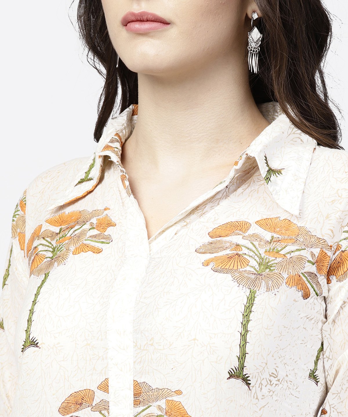 Off White Printed 3/4Th Sleeve Straight Kurta With Printed Palazzo Set | LASVINI - Redefining Indian Fashion with Elegance