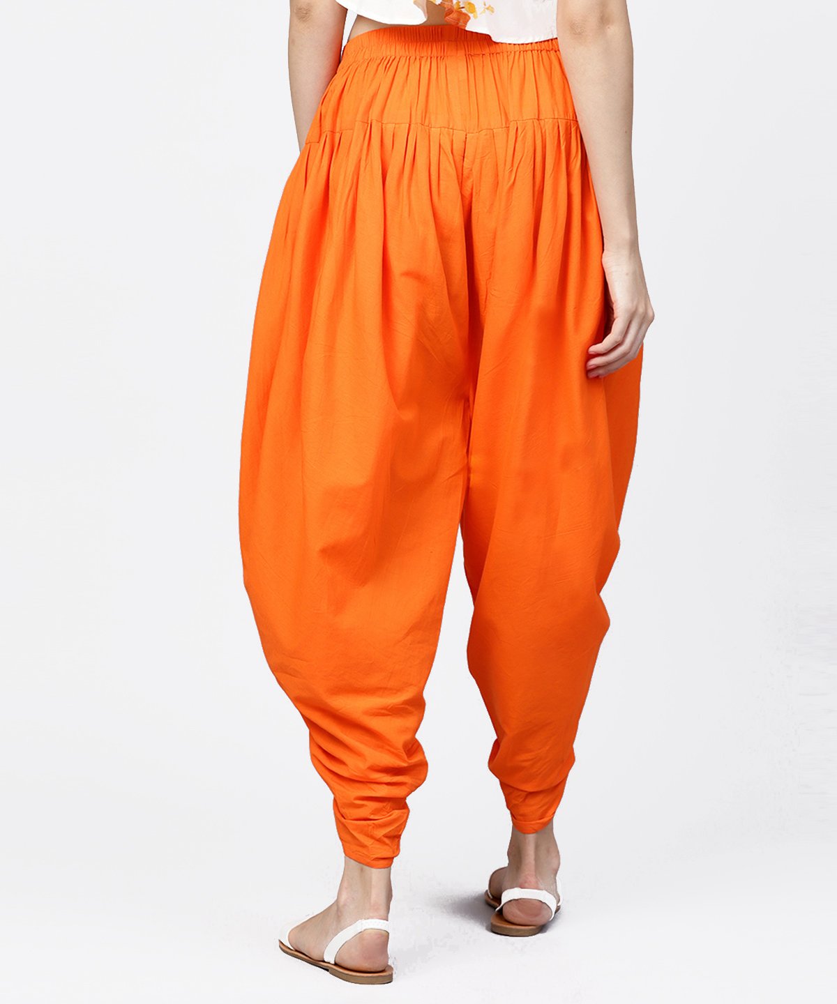 Solid Orange Ankle Length Cotton Dhoti Pant | LASVINI - Redefining Indian Fashion with Elegance
