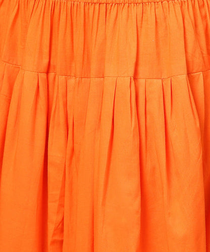 Solid Orange Ankle Length Cotton Dhoti Pant | LASVINI - Redefining Indian Fashion with Elegance