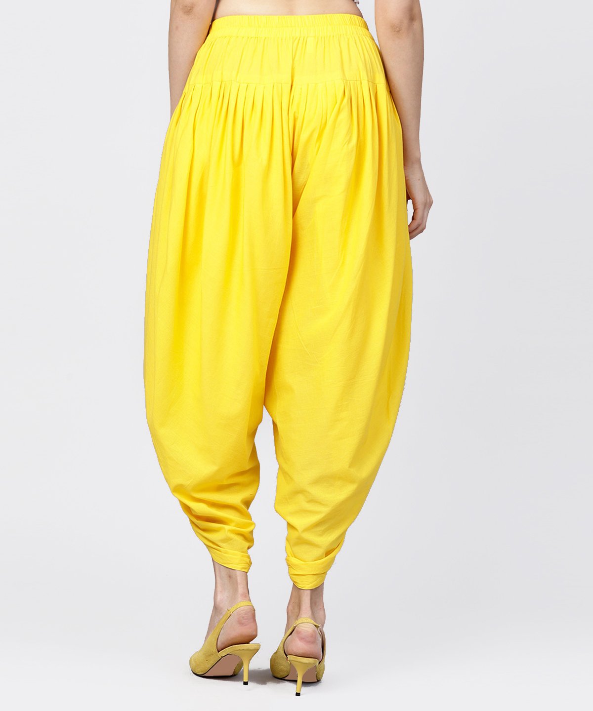 Solid Yellow Ankle Length Cotton Dhoti Pant | LASVINI - Redefining Indian Fashion with Elegance