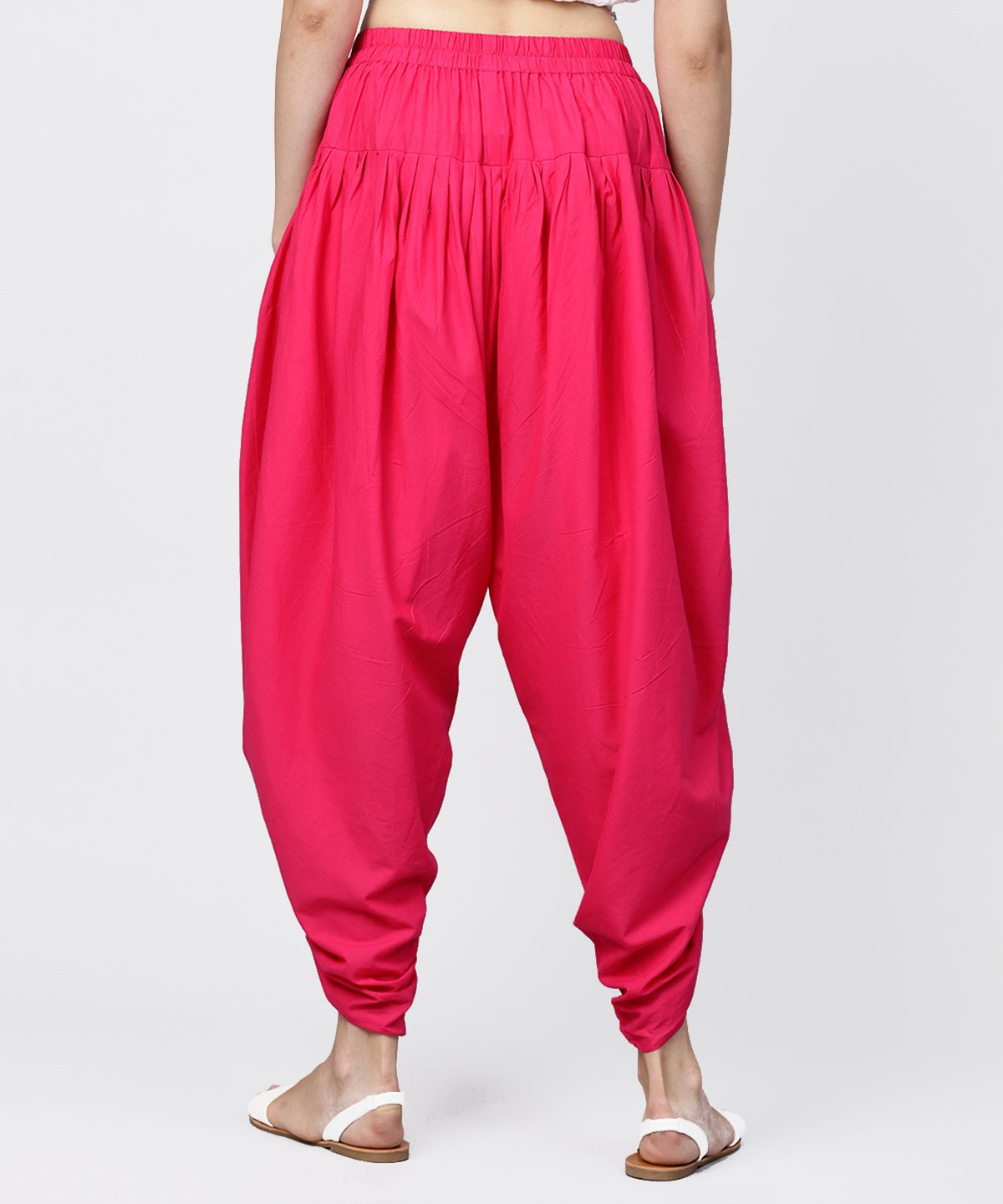 Solid Rani Pink Ankle Length Cotton Dhoti Pant | LASVINI - Redefining Indian Fashion with Elegance