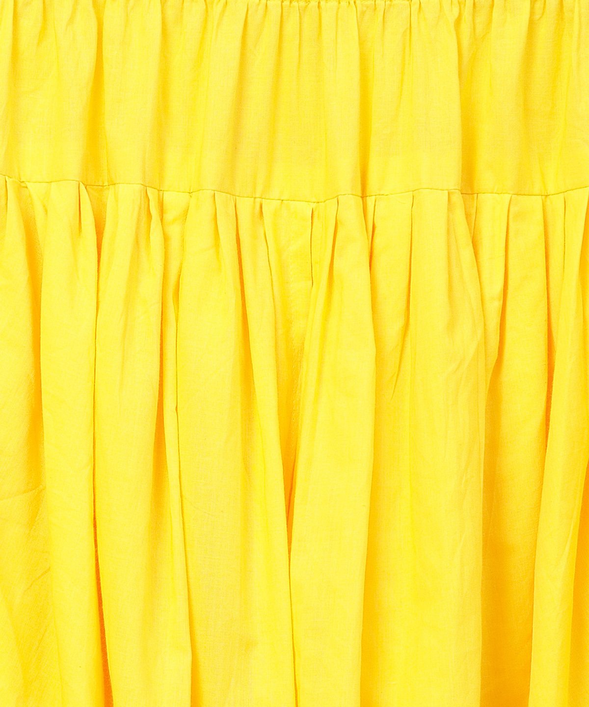 Navy Blue Khadi Gold Printed Full Sleeve Short Anarkali With Yellow Dhoti Pant Set | LASVINI - Redefining Indian Fashion with Elegance