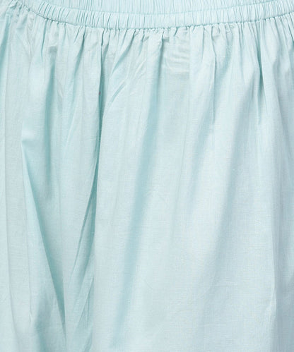 Green Hand Block Printed 3/4Th Sleeve Cottonkurta With Block Printed Palazzo Set | LASVINI - Redefining Indian Fashion with Elegance