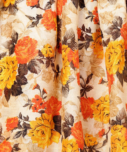 Solid Short- Round Neck With A Slit 3/4Th Sleeved Kurta With Floral Printed Skirt Set | LASVINI - Redefining Indian Fashion with Elegance