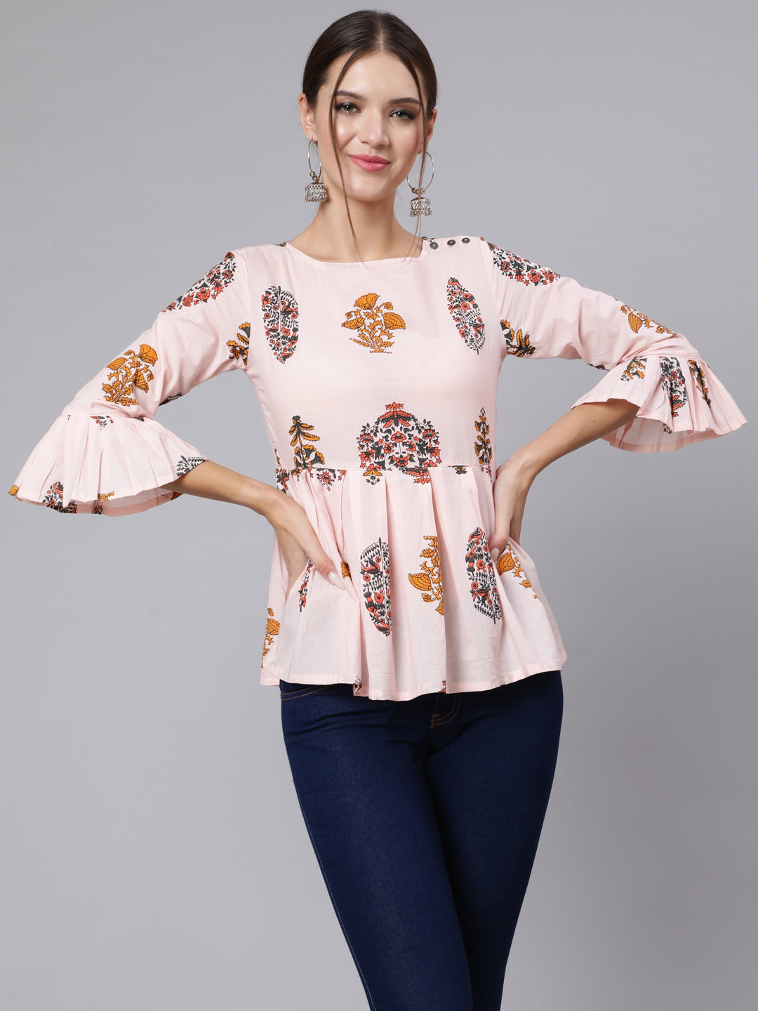 Women Multi Printed Tunic With Three Quarter Sleeves | LASVINI - Redefining Indian Fashion with Elegance