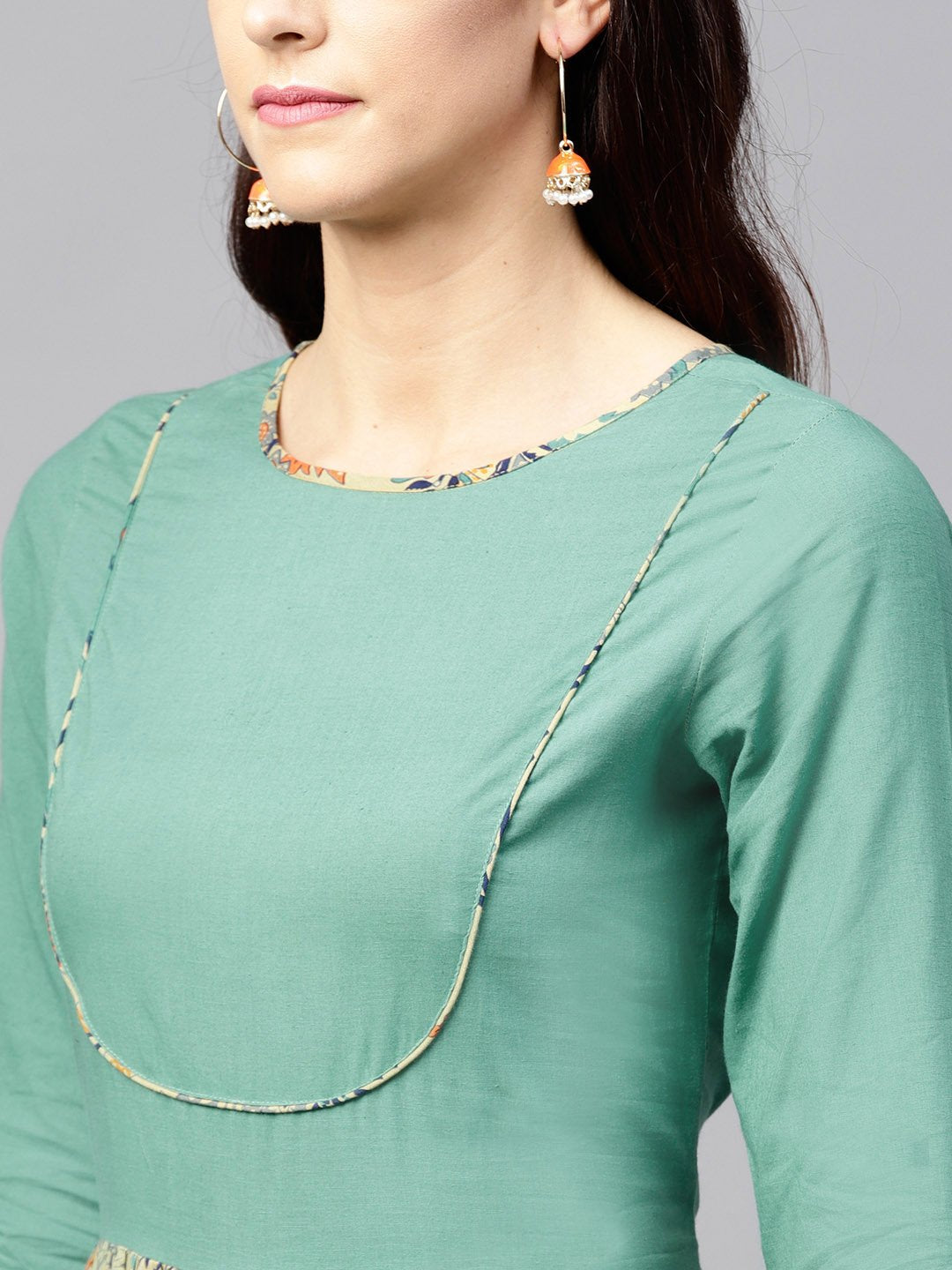 Multi Printed Maxi Dress With Round Neck And Full Sleeves | LASVINI - Redefining Indian Fashion with Elegance