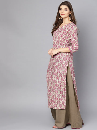 Light Grey Printed Kurta Set With Ankle Length Skirt | LASVINI - Redefining Indian Fashion with Elegance