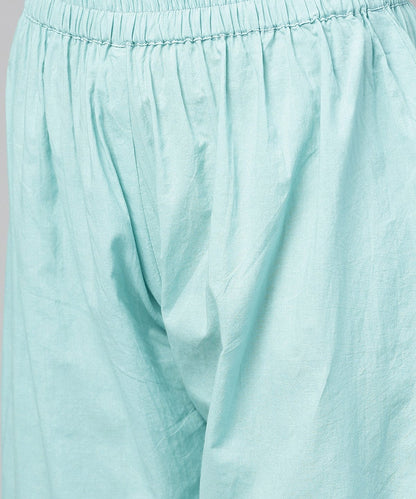 Green Printed Full Sleeve Cotton Long Straight Kurta | LASVINI - Redefining Indian Fashion with Elegance