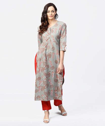 Green 3/4Th Sleeve Cotton Kurta | LASVINI - Redefining Indian Fashion with Elegance