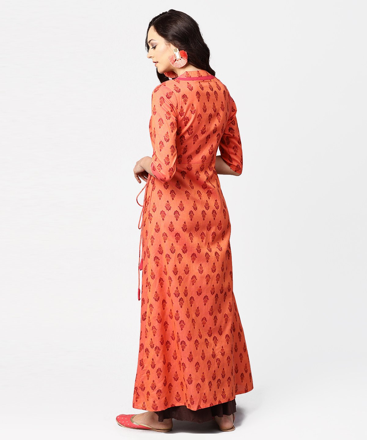 Gurea Printed 3/4Th Sleeve Cotton Angrakha Style Kurta | LASVINI - Redefining Indian Fashion with Elegance