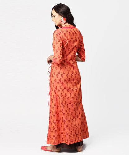 Gurea Printed 3/4Th Sleeve Cotton Angrakha Style Kurta | LASVINI - Redefining Indian Fashion with Elegance