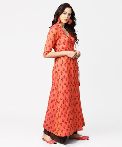 Gurea Printed 3/4Th Sleeve Cotton Angrakha Style Kurta | LASVINI - Redefining Indian Fashion with Elegance