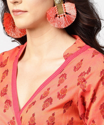 Gurea Printed 3/4Th Sleeve Cotton Angrakha Style Kurta | LASVINI - Redefining Indian Fashion with Elegance