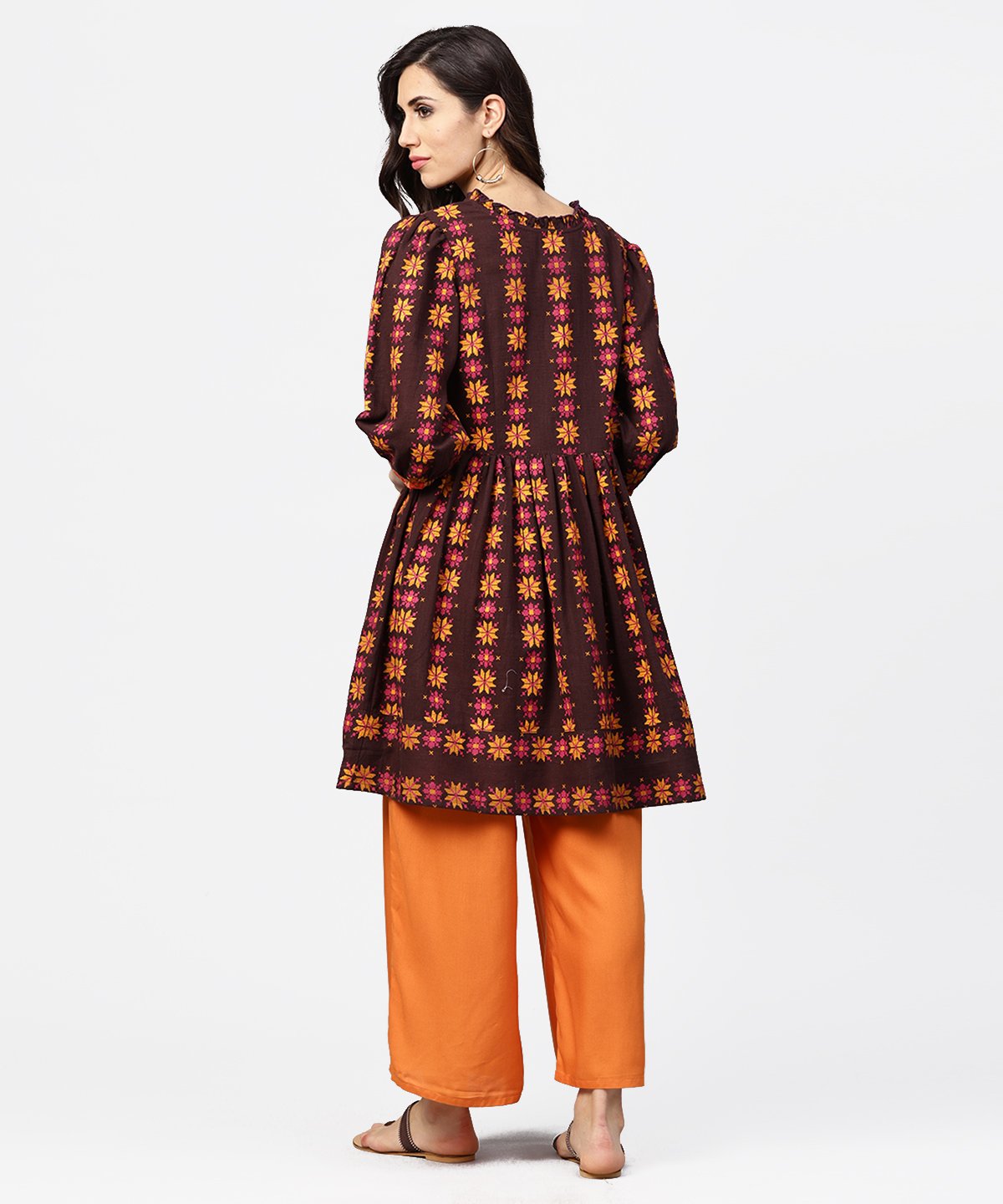 Printed 3/4Th Sleeve Cotton A-Line Tunic | LASVINI - Redefining Indian Fashion with Elegance