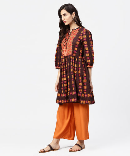 Printed 3/4Th Sleeve Cotton A-Line Tunic | LASVINI - Redefining Indian Fashion with Elegance