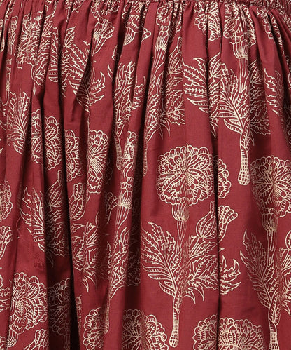 Black Printed 3/4Th Sleeve Cotton Kurta With Red Printed Flared Skirt | LASVINI - Redefining Indian Fashion with Elegance