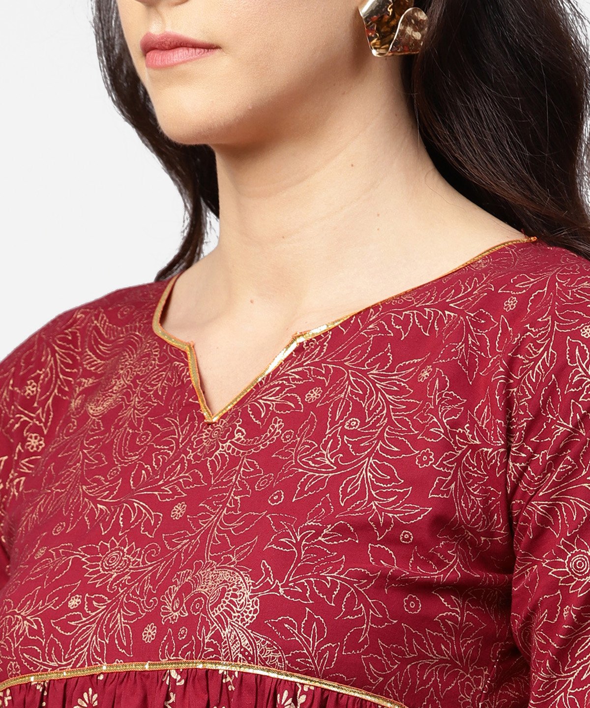 Red Printed Half Sleeve Cotton A-Line Kurta With Sharara | LASVINI - Redefining Indian Fashion with Elegance