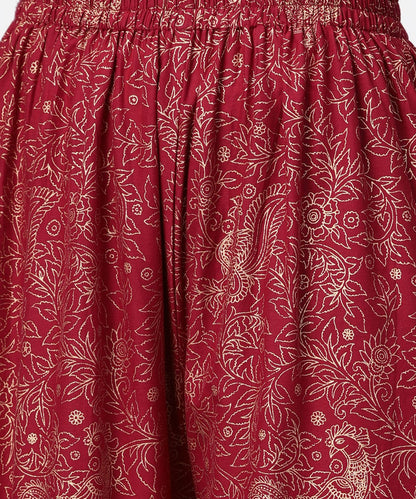 Red Printed Half Sleeve Cotton A-Line Kurta With Sharara | LASVINI - Redefining Indian Fashion with Elegance