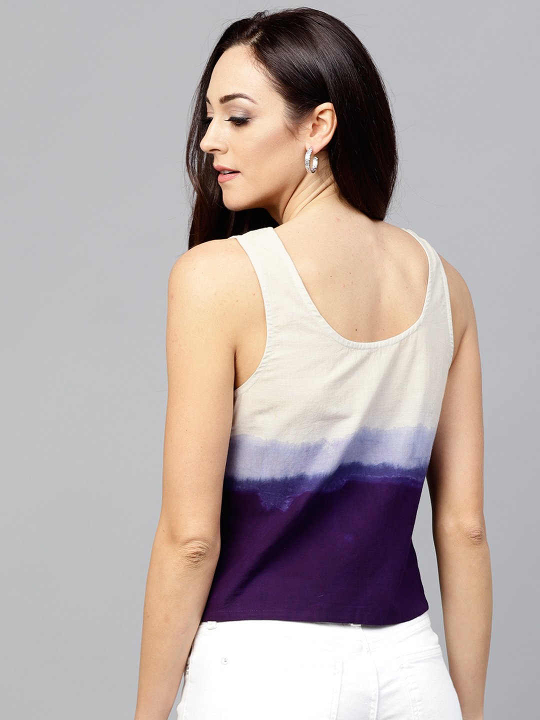Navy Blue Sleeveless Ombre Dyed Top With Round Neck | LASVINI - Redefining Indian Fashion with Elegance