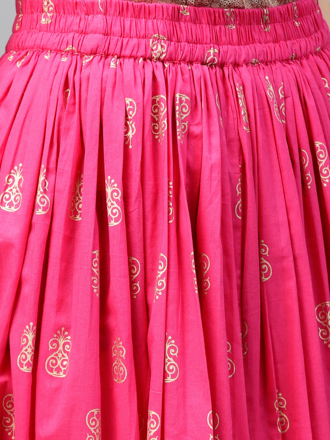 Magenta Printed Flared Ankle Length Skirt | LASVINI - Redefining Indian Fashion with Elegance