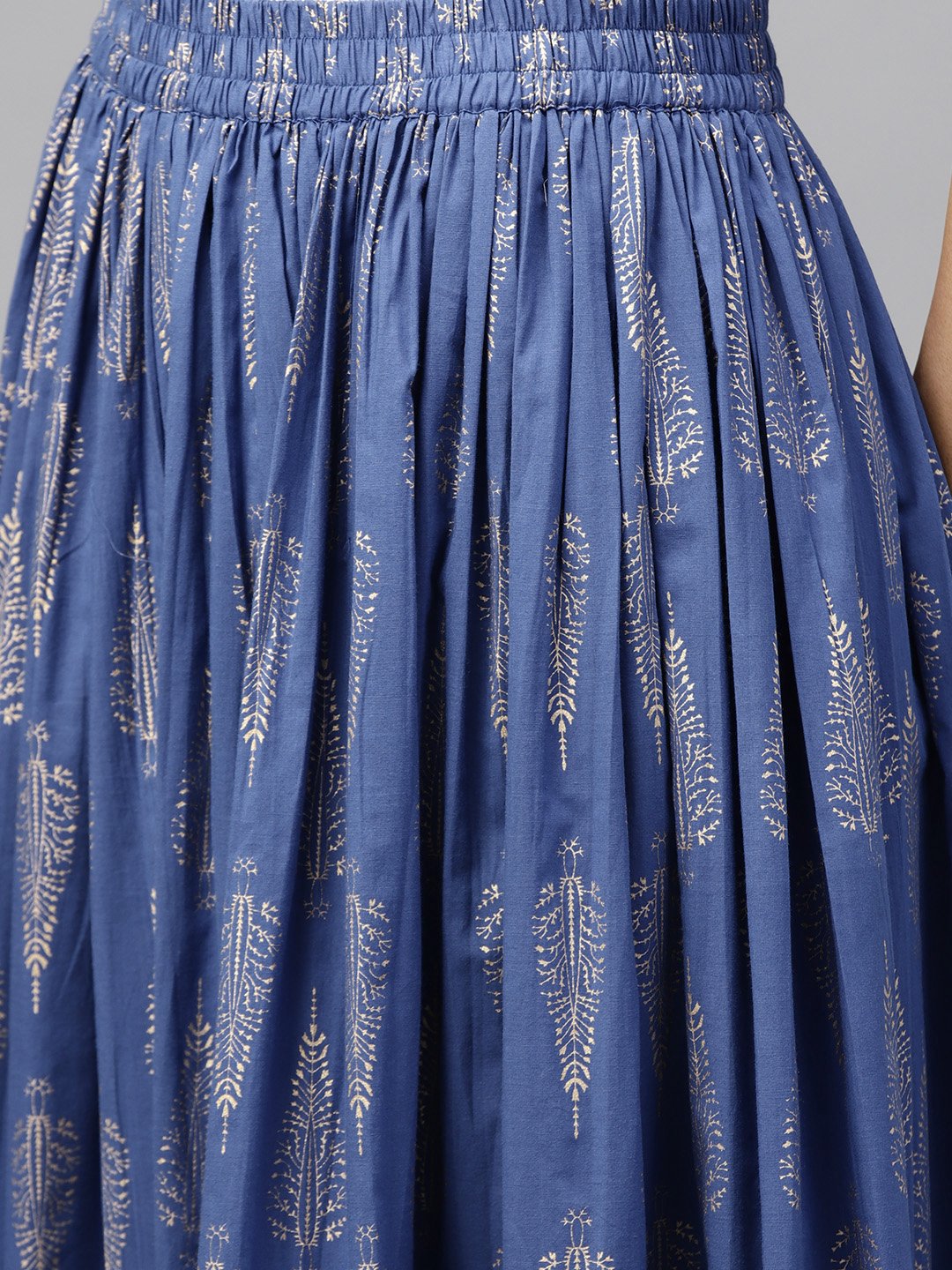 Royal Blue Printed Flared Skirt | LASVINI - Redefining Indian Fashion with Elegance