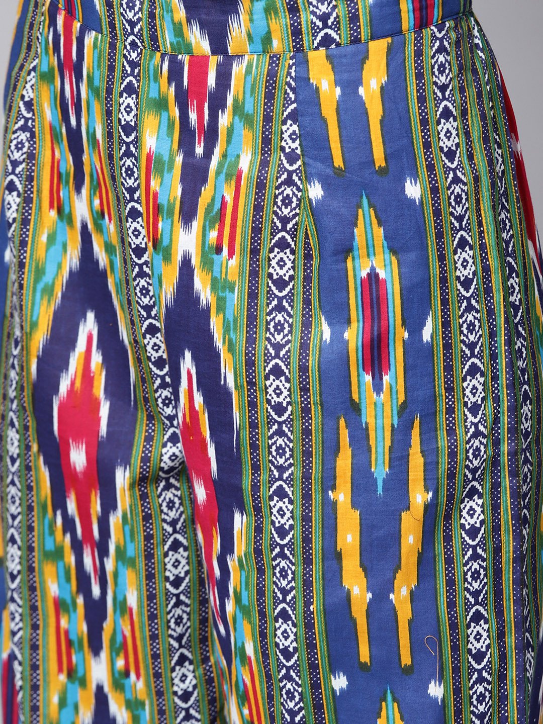 Yellow 3/4Th Sleeve Cotton Kurta With Multi Color Ankle Length Pant | LASVINI - Redefining Indian Fashion with Elegance