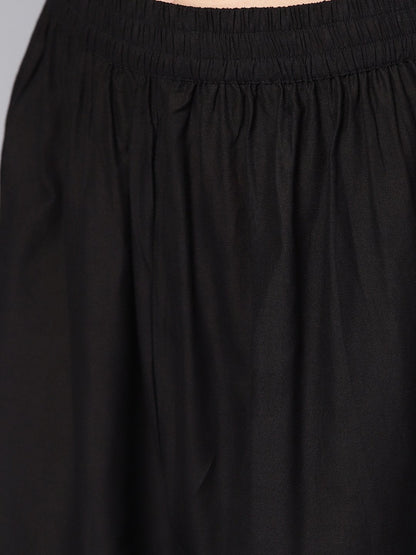 Orange Printed Kurta Set With Dark Brown Bordered Palazzo | LASVINI - Redefining Indian Fashion with Elegance