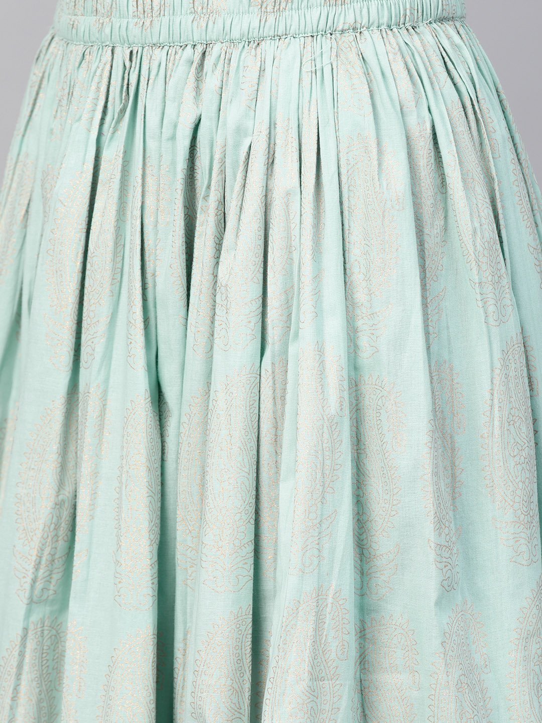 Orange Printed 3/4Th Sleeve Cotton Kurta Set With Printed Light Blue Palazzo | LASVINI - Redefining Indian Fashion with Elegance