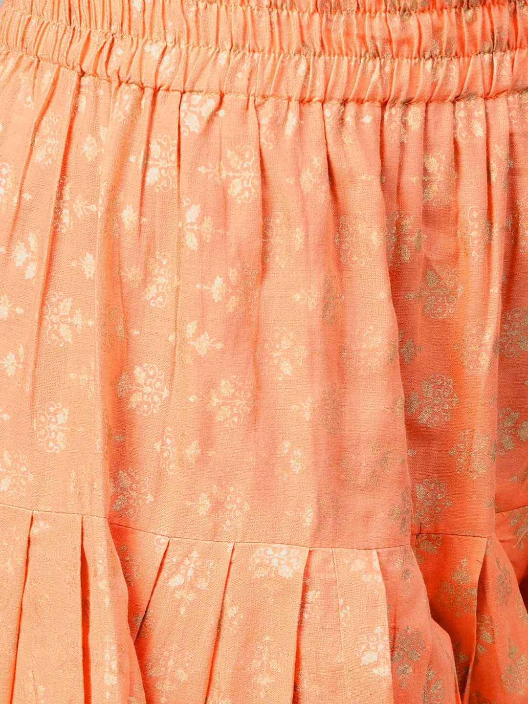 Royal Blue Printed 3/4Th Sleeve Cotton Kurta Set With Peach Palazzo And Dupatta | LASVINI - Redefining Indian Fashion with Elegance