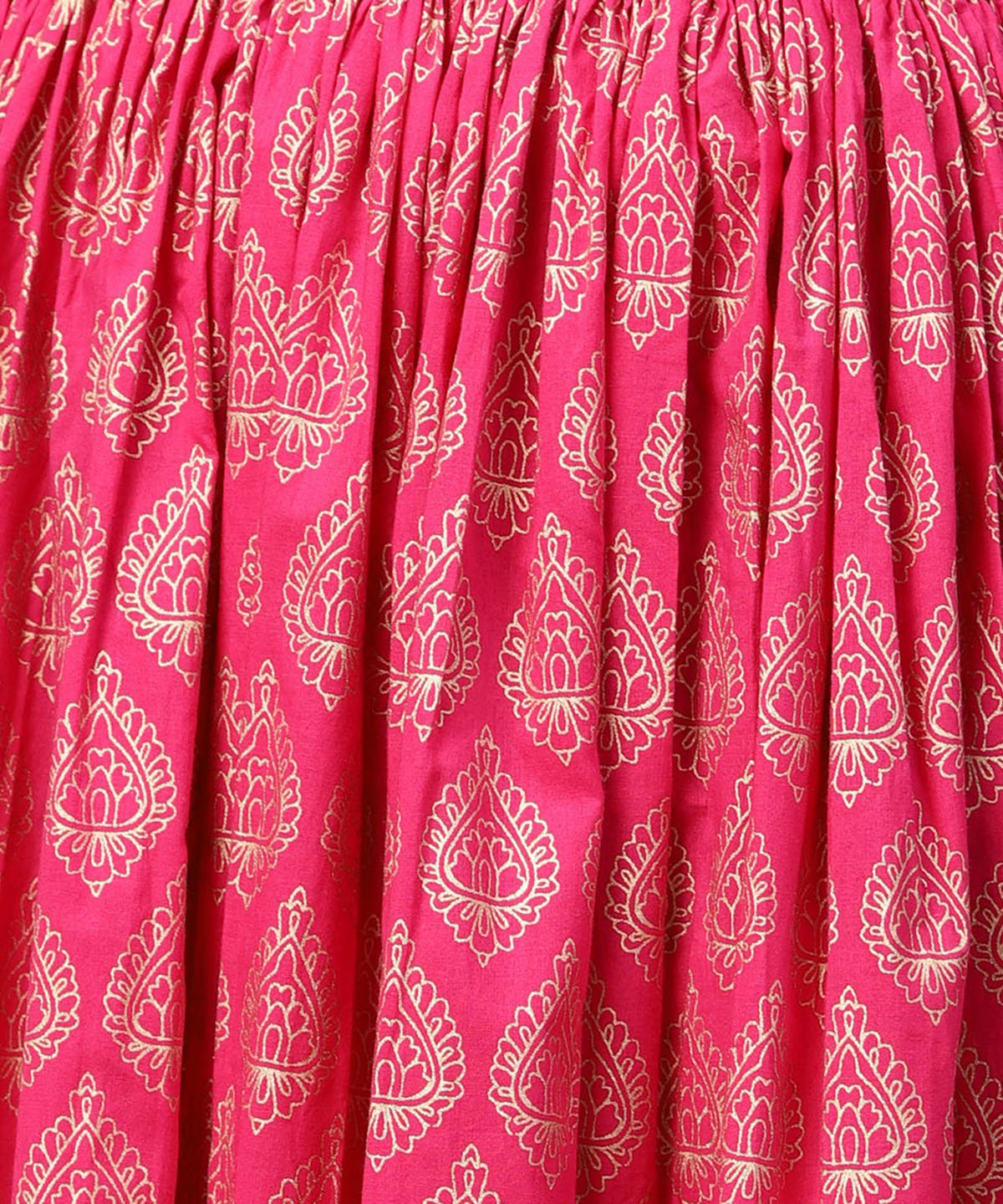 Pink Printed 3/4Th Sleeve Cotton Kurta With Printed Skirt | LASVINI - Redefining Indian Fashion with Elegance