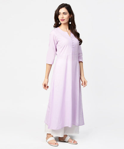 Baby Pink 3/4Th Sleeve Cotton Straight Kurta | LASVINI - Redefining Indian Fashion with Elegance