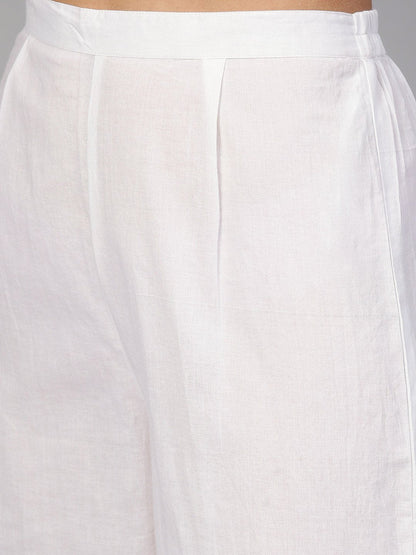 Leaf Printed Pink 3/4Th Sleeve Kurta Set With White Palazo | LASVINI - Redefining Indian Fashion with Elegance