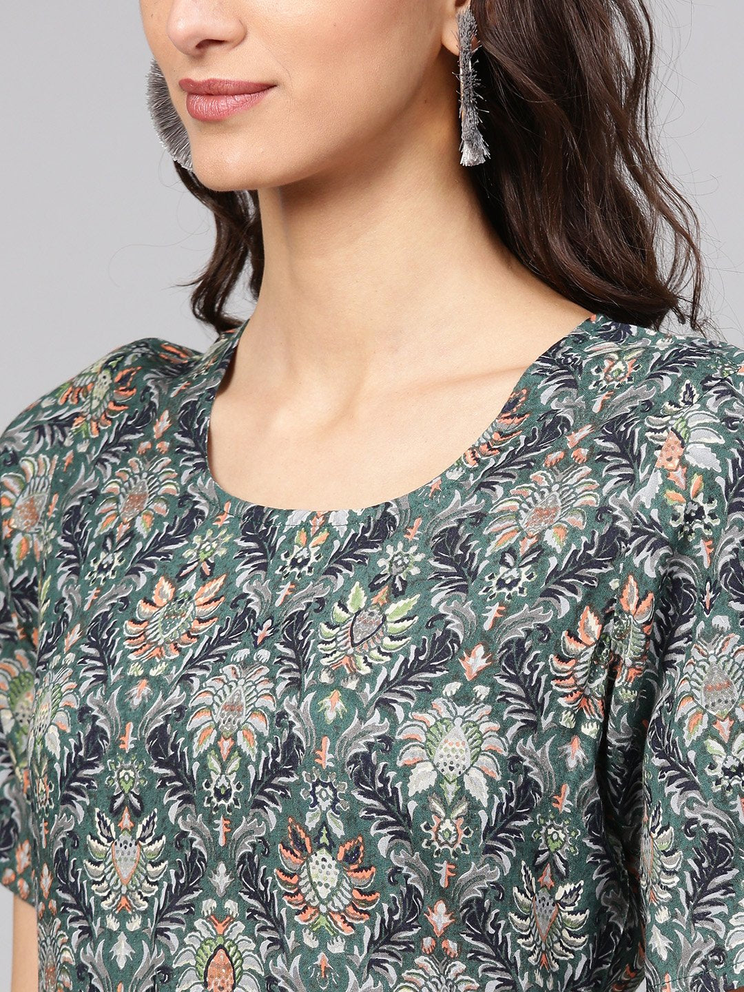 Dark Green Pleated Anarkali Kurta With Ankle Length Palazzo | LASVINI - Redefining Indian Fashion with Elegance