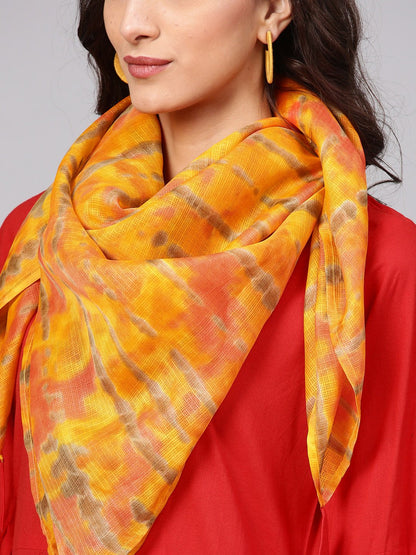 Solid Maroon Kurta With Flared Sleeves & Tie Dye Stole | LASVINI - Redefining Indian Fashion with Elegance